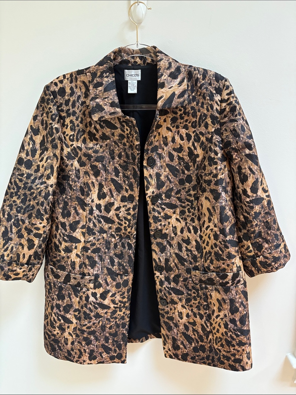 Chico's Leopard Print Blazer in Brown and Black
